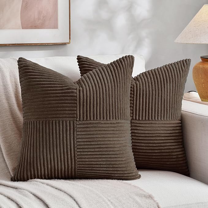Fancy Homi 2 Packs Dark Brown Euro Decorative Throw Pillow Covers 28x28 Inch by Fancy+Homi