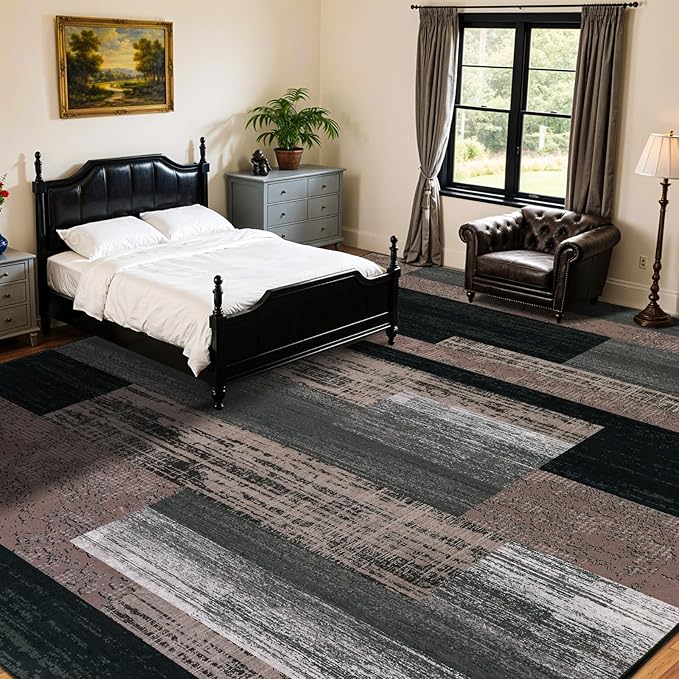 10x12 Washable Area Rugs for Living Room and Bedroom, Vintage Checkered Pattern - Image 2