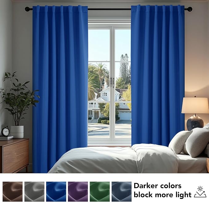 Deconovo Blackout Curtains for Kitchen Window Back Tab and Rod Pocket Curtains - Image 4