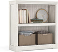 LINSY HOME 2-Tier Bookcase and Bookshelf, Small Wood Display Storage Shelves Farmhouse Bookshelf for Home Office, Living Room, Bed Room - White Oak