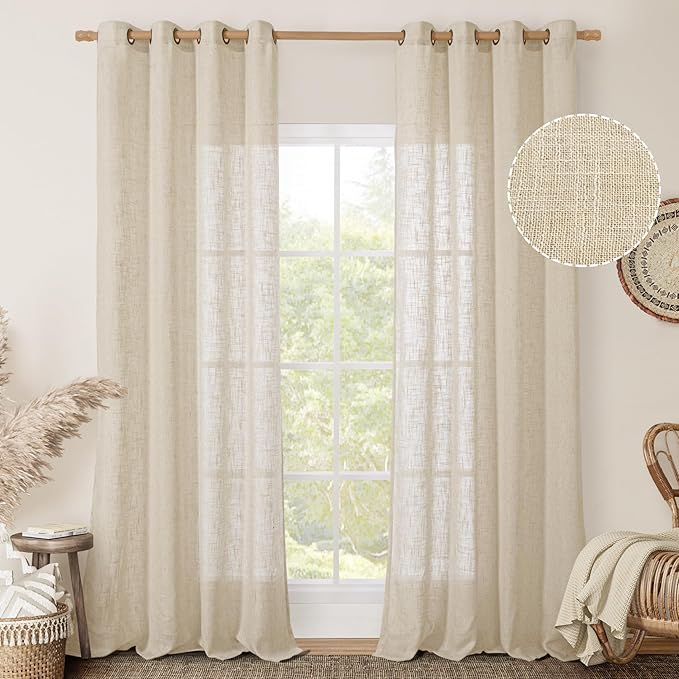 LAMIT Linen Sheer Curtains 95 inch - Image 2