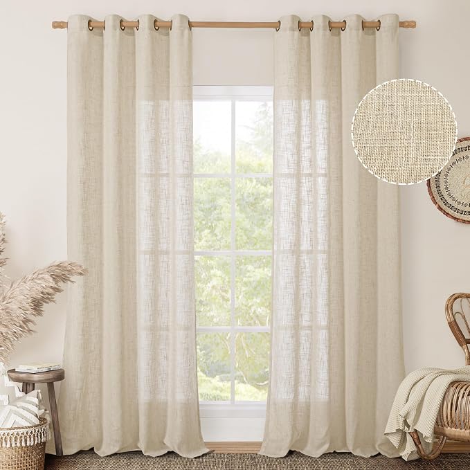 LAMIT Sheer Linen Curtains 84 Inches Long - Image 2