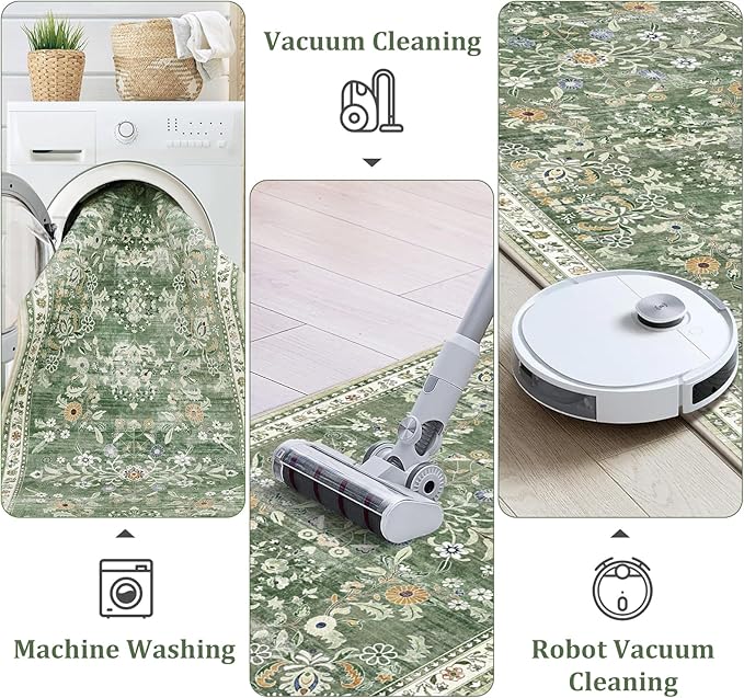 Yamaziot Washable Runner Rug 3x6 – Floral Non Slip Boho Hallway Runner Rug - Image 3
