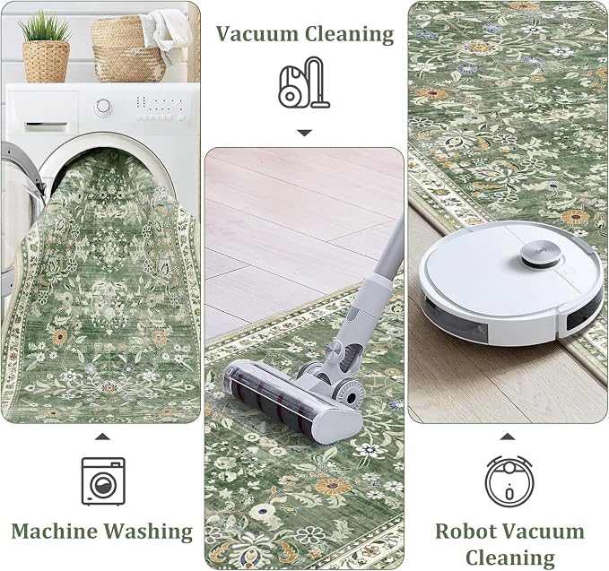 Yamaziot Washable Area Rug 5x7 – Non-Slip Boho Floral Living Room Rug - Image 4