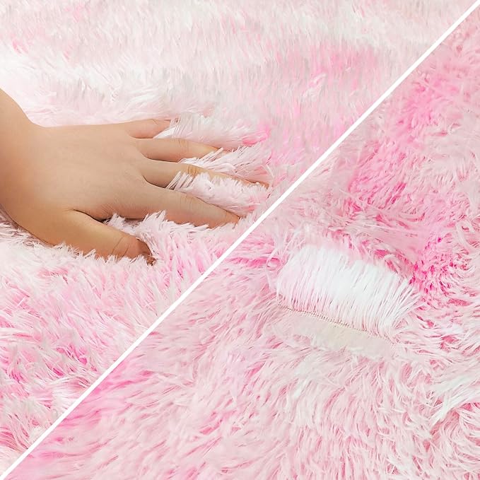 Tie-Dye Pink Upgraded Anti-Slip Fluffy Shag Rug - Image 6