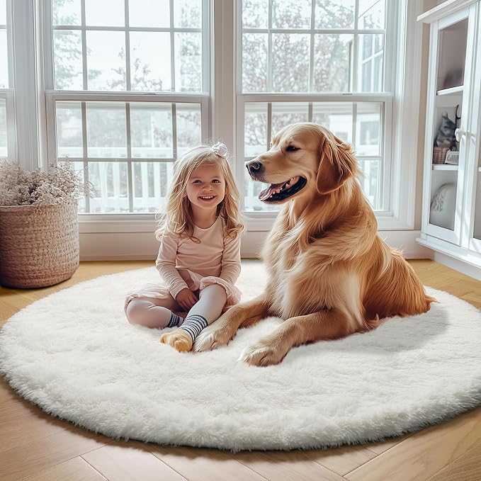 ONASAR Cream White Round Rugs 8ft - Image 7