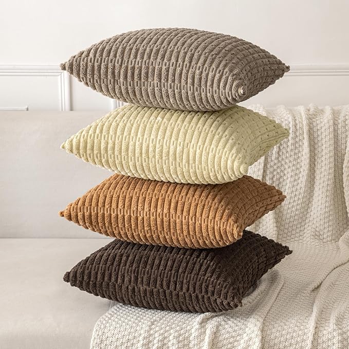 MIULEE Pack of 2 Corduroy Decorative Throw Pillow Covers 20x20 Inch Soft Boho - Image 4