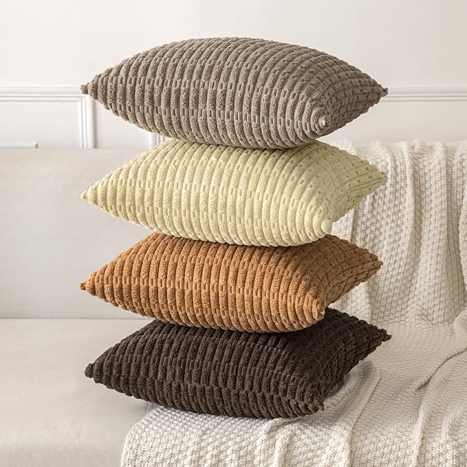 MIULEE Pack of 2 Corduroy Decorative Throw Pillow Covers 18x18 Inch Soft Boho - Image 4