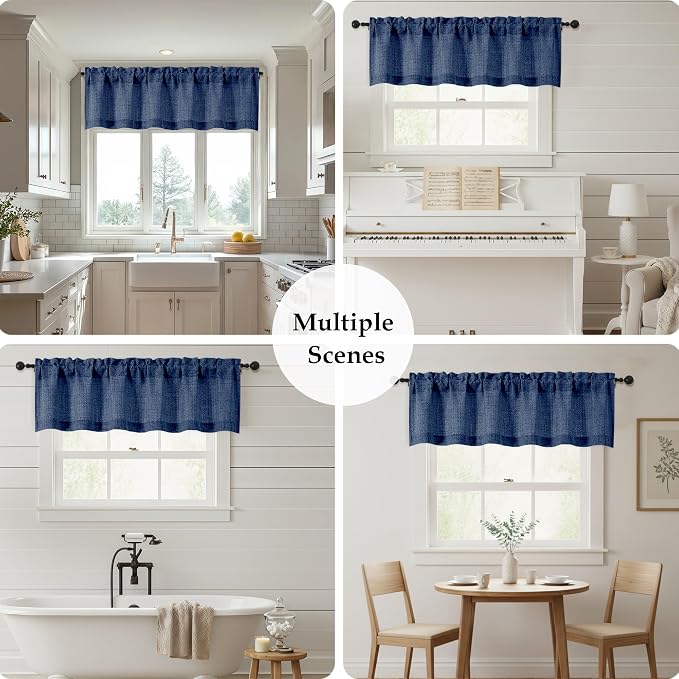 OWENIE Navy Blue Valances for Windows 1 Pcs 20 Inch Length, Light Filtering - Image 7
