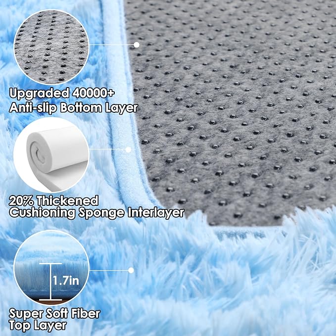 ONASAR Area Rugs for Bedroom Living Room, Fluffy Fuzzy Shag Shaggy 4x6 Bedside - Image 3