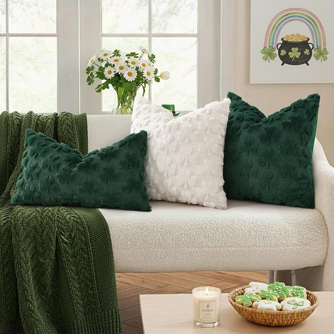 decorUhome St. Patrick’s Day Shamrock Pillow Covers 16x16 Inch Set of 2 - Image 4