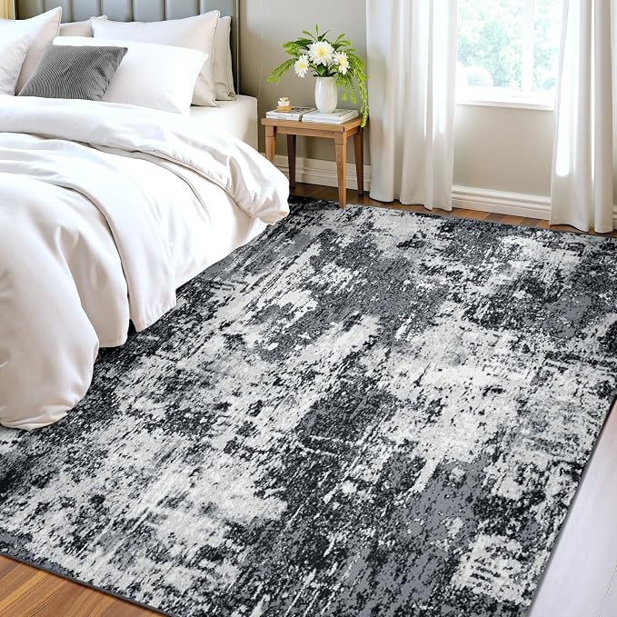 Washable Area Rugs 4'x5' Non-Slip Modern Abstract Soft - Image 2