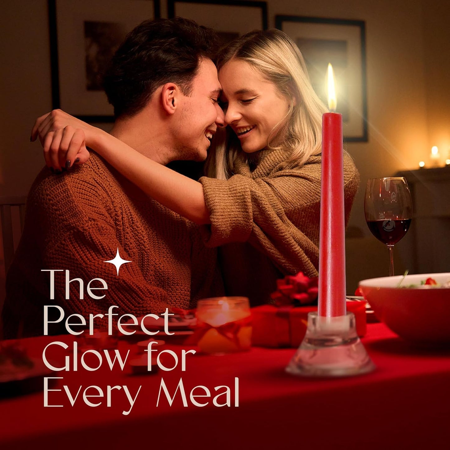 Leor & Lair Red Taper Candles - 4 Pack 10" Christmas Candlesticks - Unscented Long Burning Red Candles for Valentine’s Day, Christmas, Dinner Table, Weddings, Restaurants & Business Events