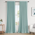 Guken Light Blue 100% Blackout Linen Curtains 100 Inch Length 2 Panels Set by Guken