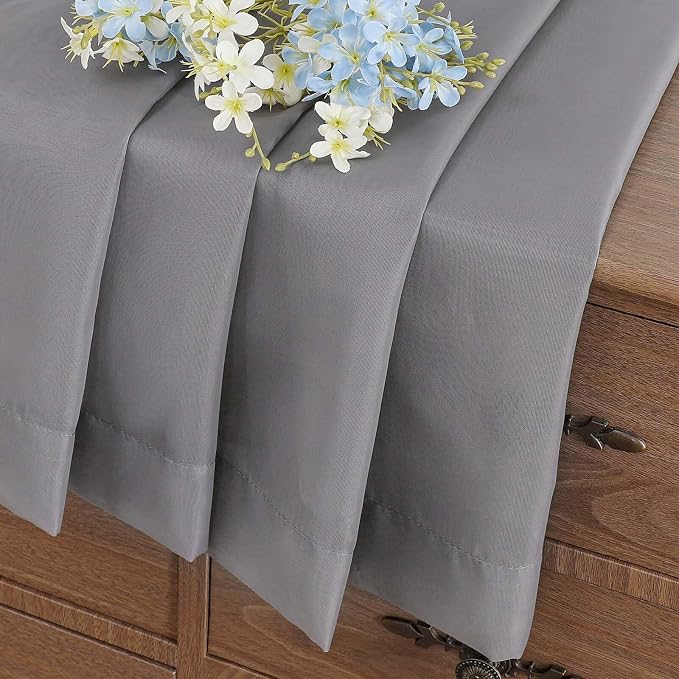 Grey Valances for Windows 14 inch Length 2 Panels, Small Voile Sheer Curtains - Image 6