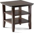 SIMPLIHOME Acadian SOLID WOOD 19 inch Wide Square Transitional End Table in Brunette Brown for the Living Room and Bedroom