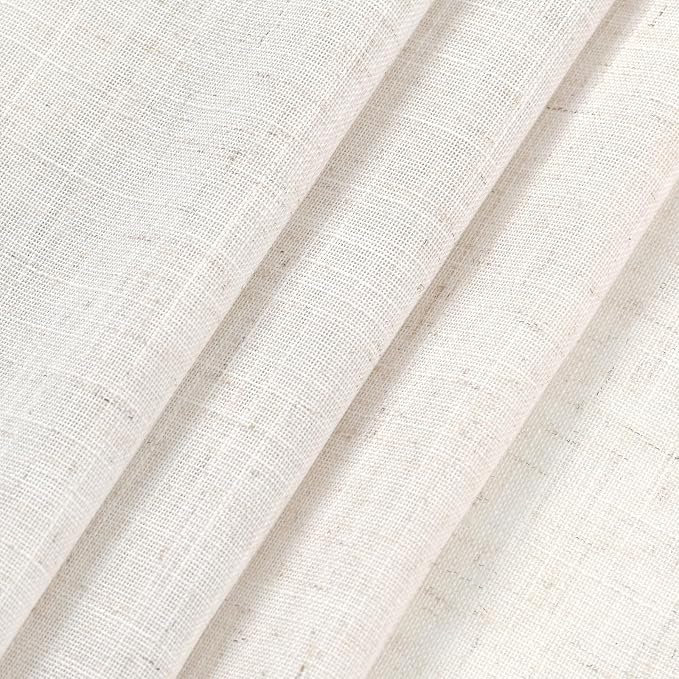 Ivory White Linen Curtains 90 inch - Image 4