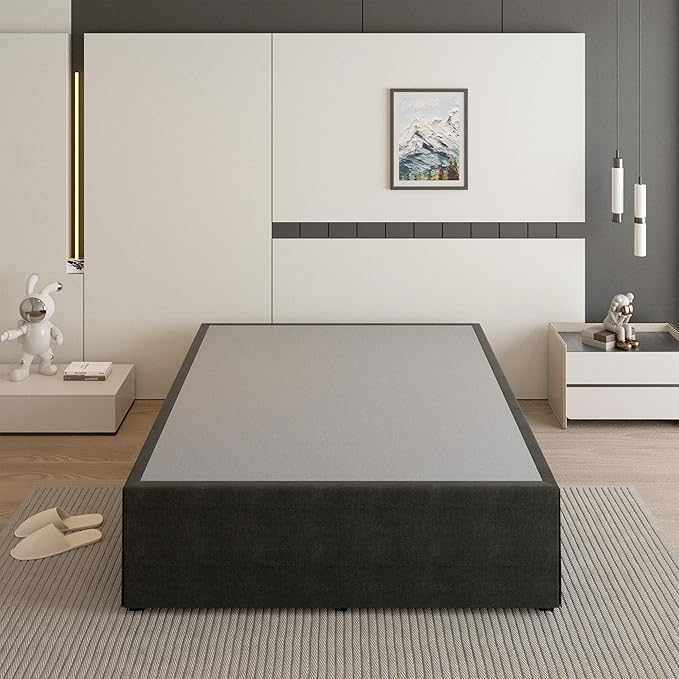 18 Inch King Size Bed Frame with Black Bed Cover, Metal King Size Platform Bed Frame No Box Spring Needed, Heavy Duty Mattress Foundation, Easy Assembly, Noise Free