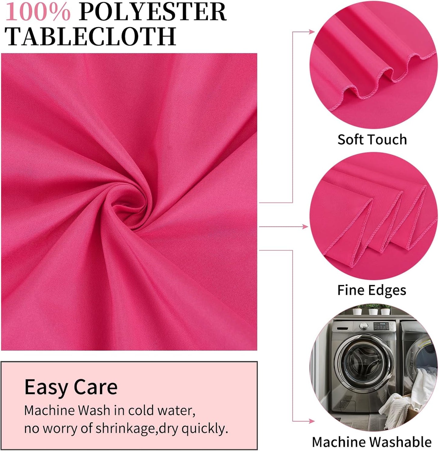 10 Pack Hot Pink Round Tablecloths 120 Inch, Circle Bulk Washable Linen Polyester Tablecloth, Table Cloth Cover for Wedding Buffet Party Banquet Reception Restaurant and Camping