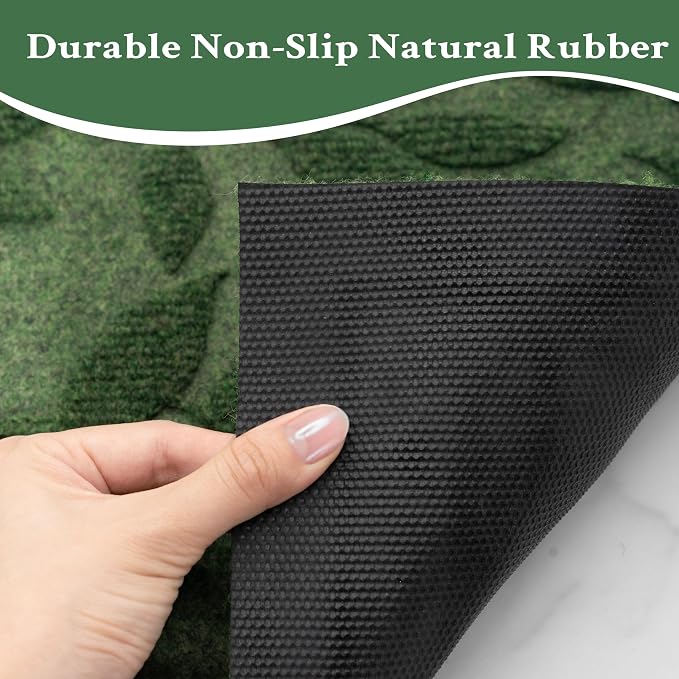 Green Leaves Outdoor Indoor Entrance Door mat, Absorbent Durable Heavy Duty - Image 5