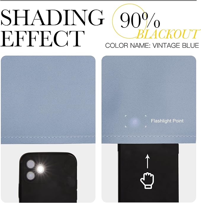 NICETOWN Bedroom Curtains Blackout Draperies, Vintage Blue, 1 Pair, 34-inch W x - Image 4