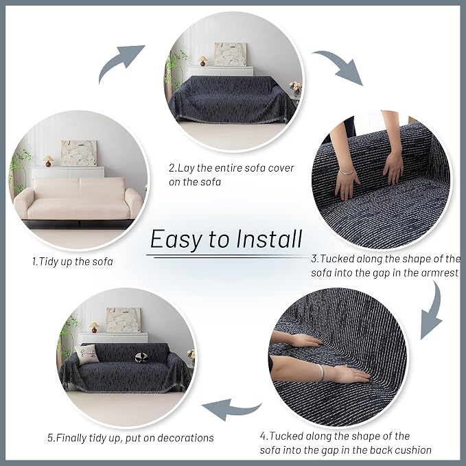 MYSKY HOME Couch Covers for 2 Cushion Couch Sectional Sofa, L Shape Sofa - Image 7