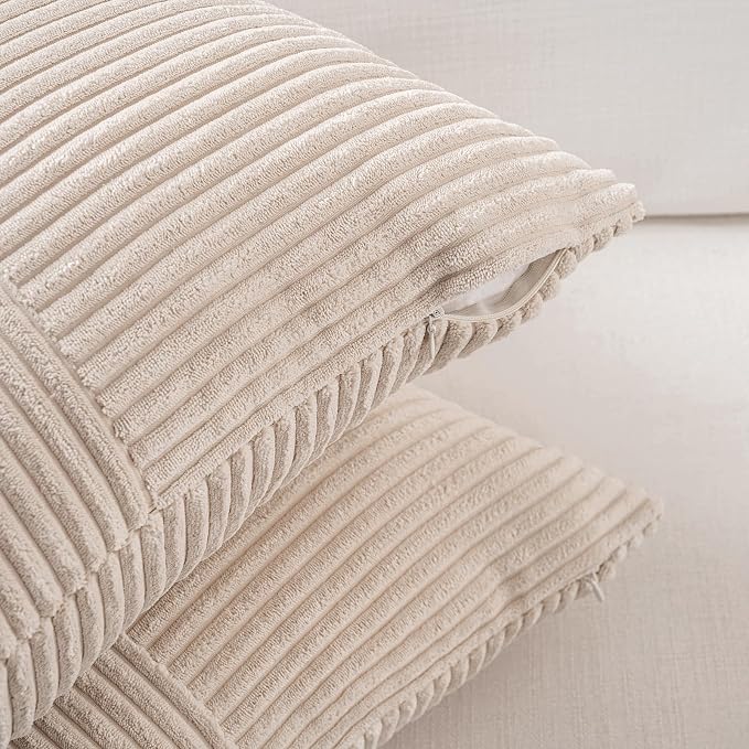 Fancy Homi 2 Packs Tan Long Lumbar Decorative Throw Pillow Covers 16x24 Inch - Image 3