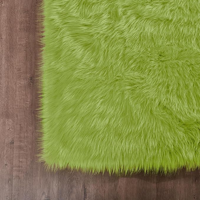 Goolela Lime Green Area Rug 8x10 Fluffy Fuzzy Furry Rug - Image 6