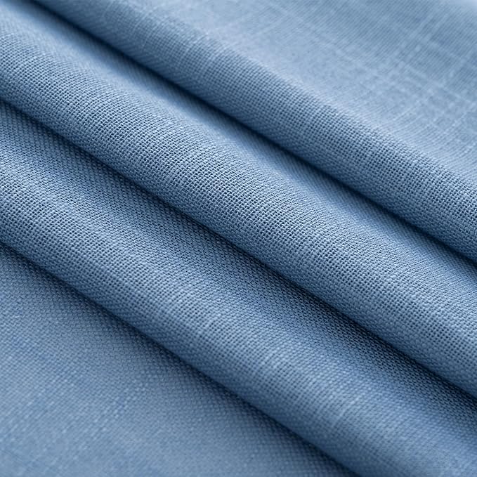 Denim Blue Curtains for Living Room Back Tab Modern Farmhouse Semi Sheer Blue - Image 5