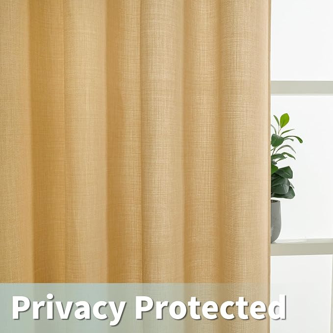 LAMIT Faux Linen Curtains for Bedroom, Light Filtering Panels, Grommet Privacy - Image 2