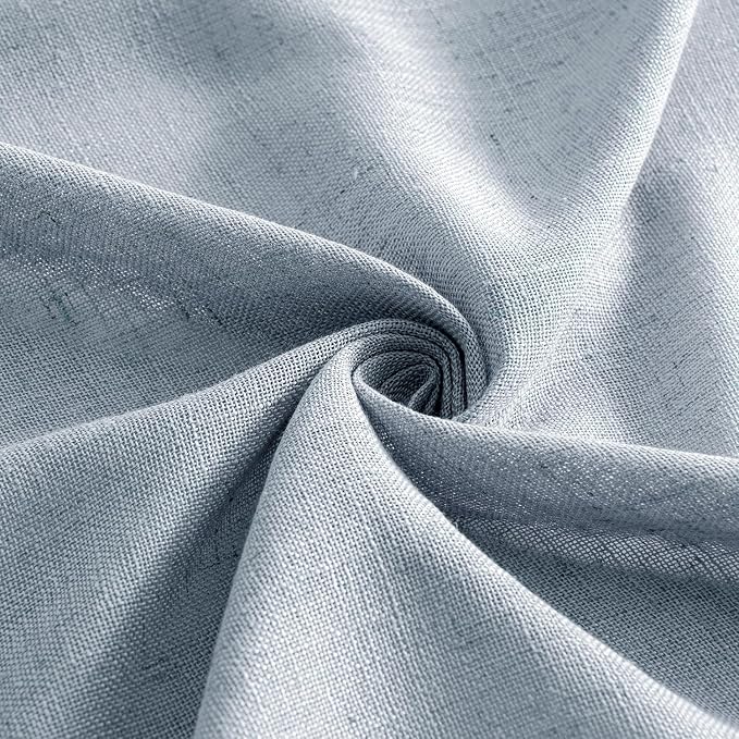 MIULEE Chambray Blue Linen Curtains 84 Inch Length 2 Panels - Image 8