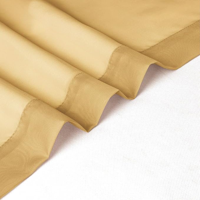 Chyhomenyc Gold Sheer Curtains 63 Inch Length 2 Panels, Rod Pocket Solid Window - Image 8