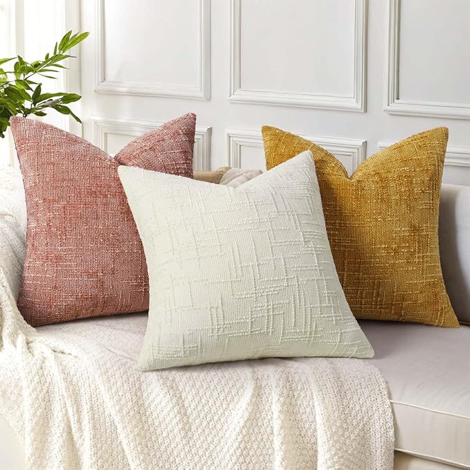 decorUhome Summer Pink Chenille Euro Sham Throw Pillow Covers 26x26 Set of 2 - Image 4