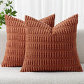 MIULEE Pack of 2 Dark Rust Corduroy Decorative Pillow Covers 16x16 Inch Soft by MIULEE