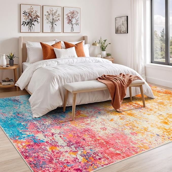 Rugflix 8x10 Area Rugs for Living Room, Washable Large Multicolor Rug - Image 3