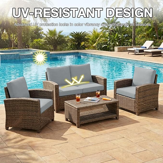 hyha 4Pcs Patio Cushion Covers, Stretch Outdoor Couch Cushion Covers Replacement - Image 6