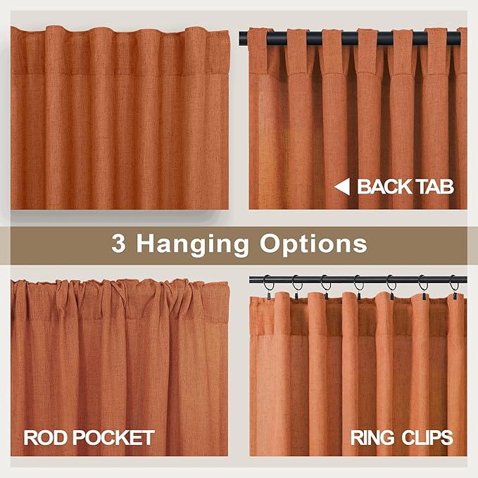 Pitalk Burnt Orange Curtains 84 Inch Length - Image 4