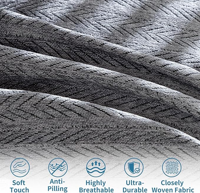 Nobildonna Sofa Chair Cover Waterproof Soft Thicken Chenille Cushion Couch Cover with Tassels,Washable Sofa Slipcovers for Armchair Recliner Sectional Furniture Protector, Dark Gray 71"x71"