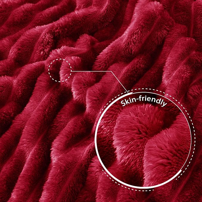 Exclusivo Mezcla Queen Size Flannel Fleece Blanket, Super Soft Striped Jacquard - Image 5