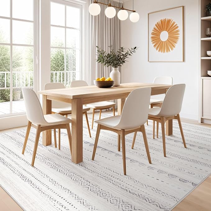 Nakagishi 9x13 Area Rugs Living Room: Washable Boho Large Neutral Soft - Image 6