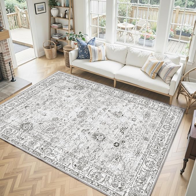 Washable Area Rug 8x10 Gray, Large Soft Rugs - Image 7