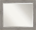 Amanti Art Grey Wall Mirror 27x33 Regis Barnwood Grey Rectangle Bathroom Mirror for Wall Decor Living Room, Large Rustic Farmhouse Wood Frame, Hangs Horizonally and Vertically, Bathroom Decor, Beveled