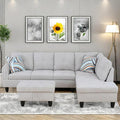 Convertible Sectional Couch, Large L Shaped Couch with Storage, Modern Modular 5-Seat Sectional Sofa with Ottomans for Living Room and Office, Light Grey