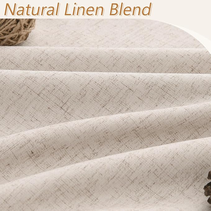 Guken Oatmeal 100% Blackout Curtains 90 Inch Length 2 Panels Set - Image 3