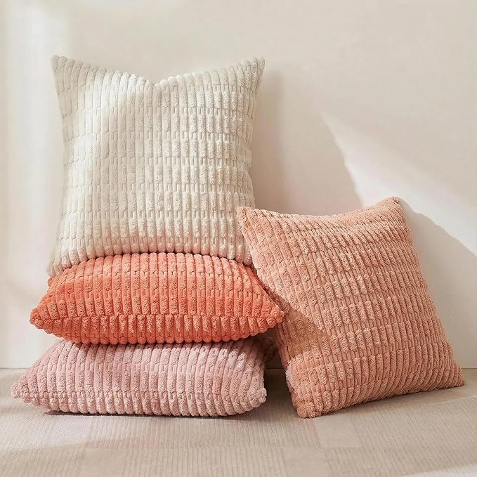 Fancy Homi 4 Packs Blush Pink Decorative Throw Pillow Covers 20x20 Inch - Image 2