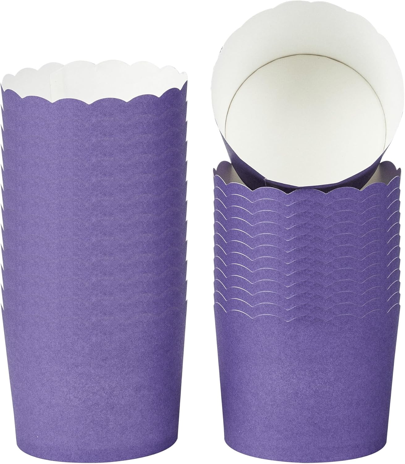 Panificio 6 Ounce Cupcake Wrappers, 200 Scalloped Baking Cups - Oven-Ready, Greaseproof, Purple Paper Cupcake Liners, Disposable, For Birthdays, Baby Showers, Or Weddings - Restaurantware