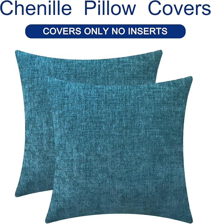 CaliTime Throw Pillow Covers Decorative 18 X 18 Inches Pack of 2 Cozy Chenille - Image 6