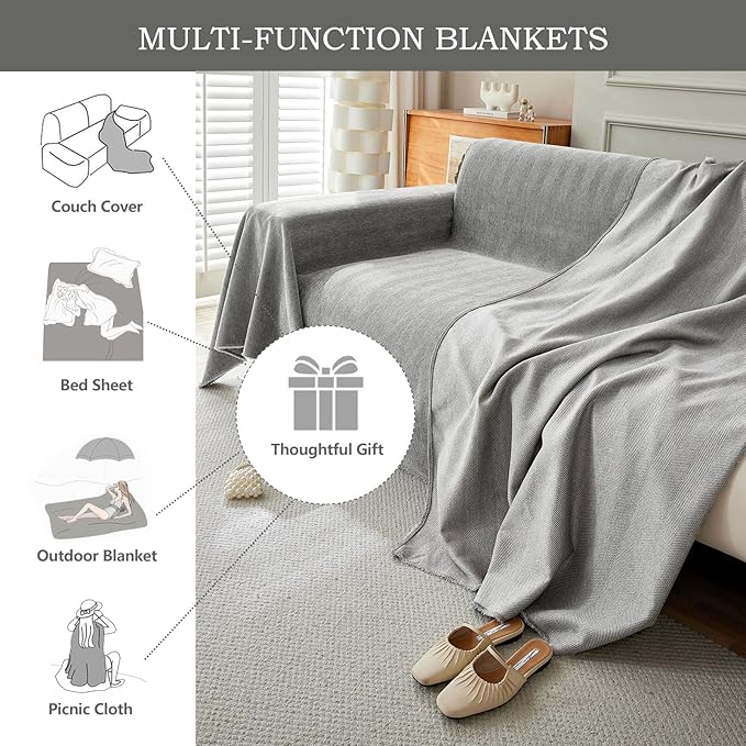 STACYPIK Soft Dark Gray Couch Cover for Pets, Herringbone Jacquard Sofa Covers for 3 Cushion Couch,Skin-Friendly Washable Sofa Covers for Loveseat, Non Slip Sectional Sofa Blanket Cover-91X150IN
