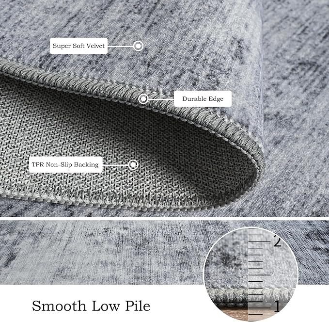 Toneed Abstract Area Rug Modern Washable Rug Soft Non Slip Rug Low Pile - Image 6
