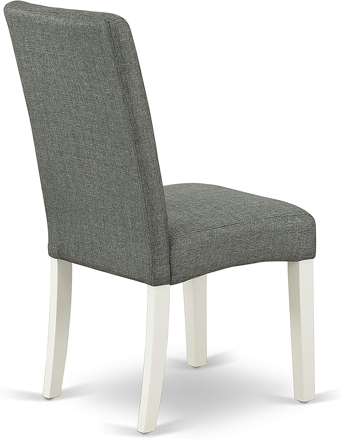 East West Furniture LGDR9-LWH-07 9 Piece Dining Room Set Includes a Rectangle Kitchen Table with Butterfly Leaf and 8 Gray Linen Fabric Parsons Dining Chairs, 42x84 Inch, Linen White